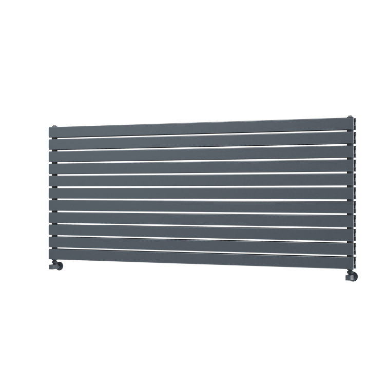 Riace Linea Dark Grey Anthracite Flat Designer Radiator 770x1800mm Double Panel 7645 BTU - Horizontal Bars