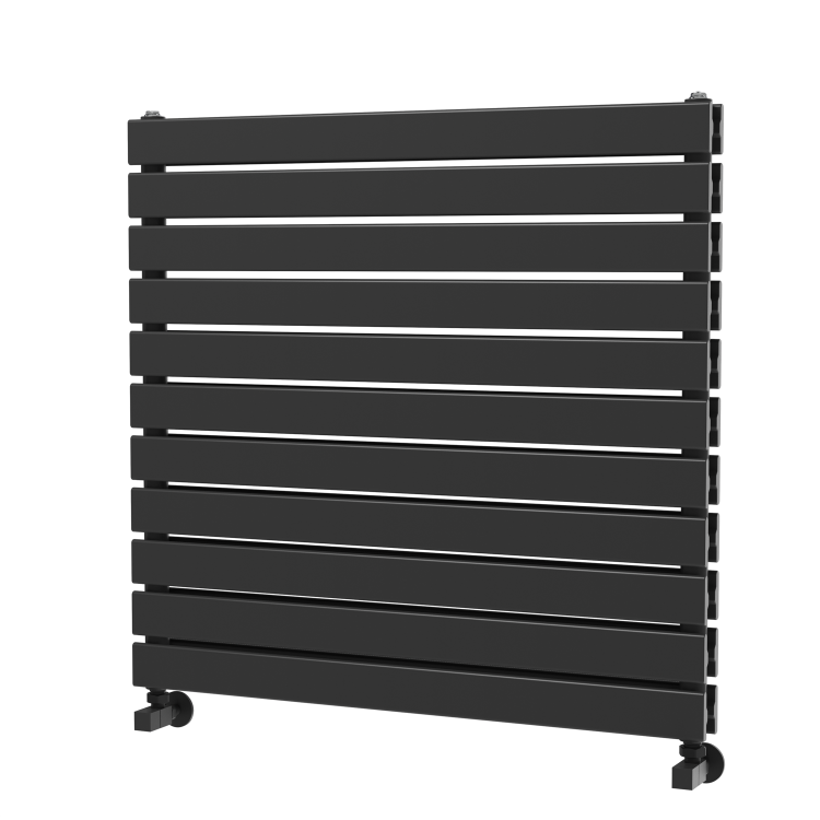 Riace Linea Black Flat Designer Radiator 770x800mm Double Panel 3720 BTU - Horizontal Bars