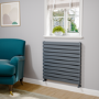 Riace Linea Dark Grey Anthracite Flat Designer Radiator 770x800mm Double Panel 3720 BTU - Horizontal Bars