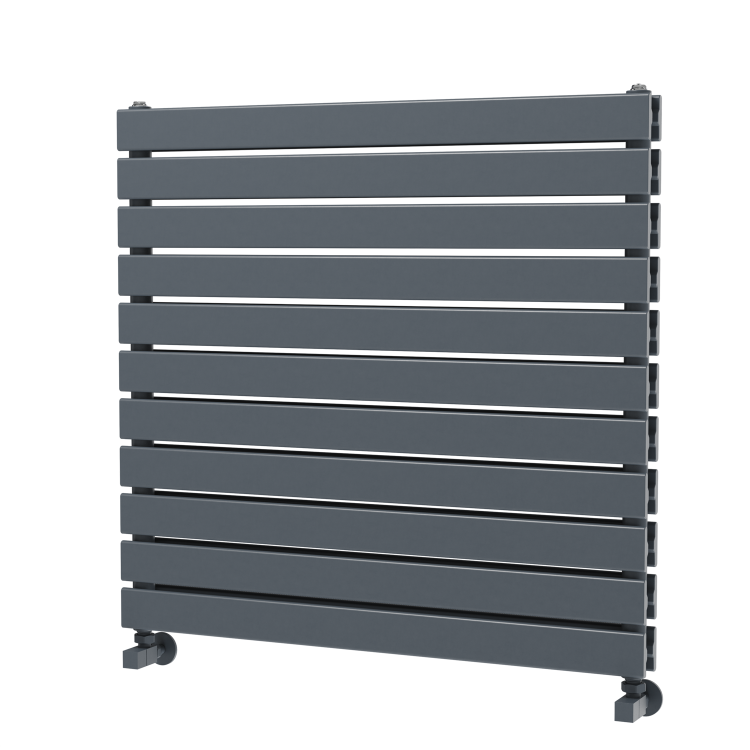 Riace Linea Dark Grey Anthracite Flat Designer Radiator 770x800mm Double Panel 3720 BTU - Horizontal Bars