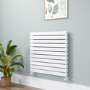 Riace Linea White Flat Designer Radiator 770x800mm Double Panel 3720 BTU - Horizontal Bars