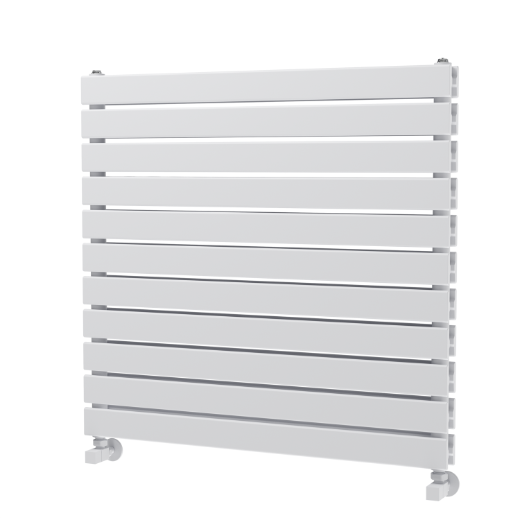 Riace Linea White Flat Designer Radiator 770x800mm Double Panel 3720 BTU - Horizontal Bars