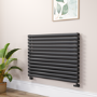 Sorrento Linea Midnight Black Oval Designer Radiator 767x1000mm Double Panel 4799 BTU - Horizontal Bars