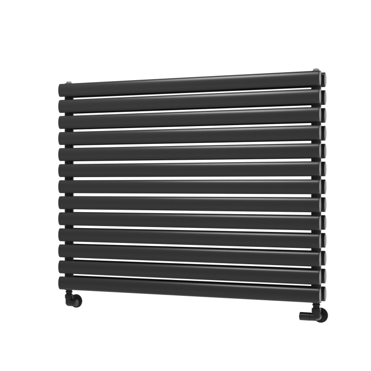 Sorrento Linea Midnight Black Oval Designer Radiator 767x1000mm Double Panel 4799 BTU - Horizontal Bars