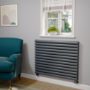 Sorrento Linea Dark Grey Anthracite Oval Designer Radiator 767x1000mm Double Panel 4799 BTU - Horizontal Bars
