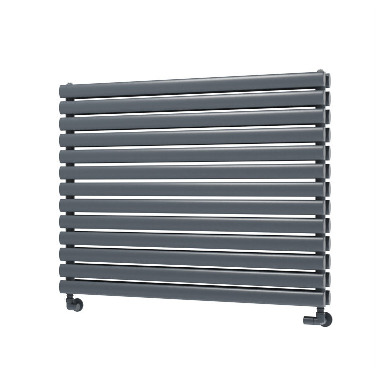 Sorrento Linea Dark Grey Anthracite Oval Designer Radiator 767x1000mm Double Panel 4799 BTU - Horizontal Bars