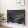 Sorrento Linea Midnight Black Oval Designer Radiator 767x1200mm Double Panel 5659 BTU - Horizontal Bars