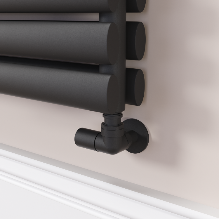 Sorrento Linea Midnight Black Oval Designer Radiator 767x1200mm Double Panel 5659 BTU - Horizontal Bars