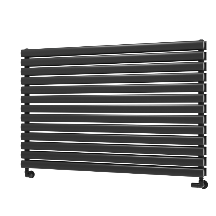 Sorrento Linea Midnight Black Oval Designer Radiator 767x1200mm Double Panel 5659 BTU - Horizontal Bars