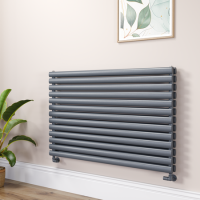 Sorrento Linea Dark Grey Anthracite Oval Designer Radiator 767x1200mm Double Panel 5659 BTU - Horizontal Bars