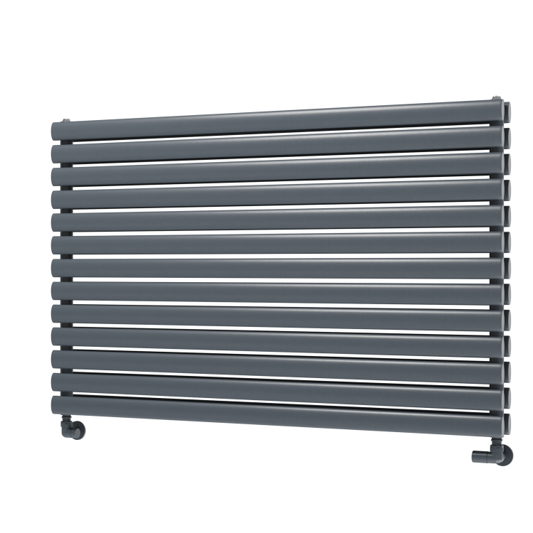 Sorrento Linea Dark Grey Anthracite Oval Designer Radiator 767x1200mm Double Panel 5659 BTU - Horizontal Bars