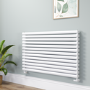 Sorrento Linea White Oval Designer Radiator 767x1200mm Double Panel 5659 BTU - Horizontal Bars
