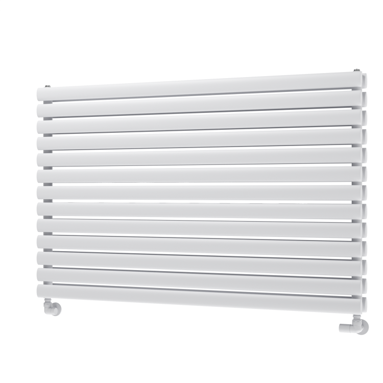 Sorrento Linea White Oval Designer Radiator 767x1200mm Double Panel 5659 BTU - Horizontal Bars