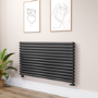 Sorrento Linea Midnight Black Oval Designer Radiator 767x1400mm Double Panel 6519 BTU - Horizontal Bars