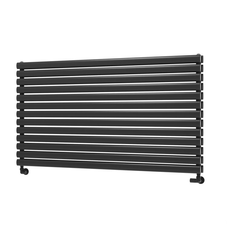 Sorrento Linea Midnight Black Oval Designer Radiator 767x1400mm Double Panel 6519 BTU - Horizontal Bars