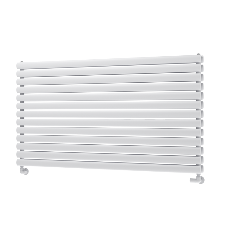 Sorrento Linea White Oval Designer Radiator 767x1400mm Double Panel 6519 BTU - Horizontal Bars
