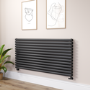 Sorrento Linea Midnight Black Oval Designer Radiator 767x1600mm Double Panel 7379 BTU - Horizontal Bars
