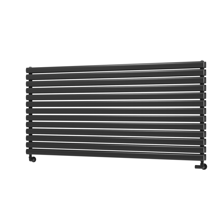 Sorrento Linea Midnight Black Oval Designer Radiator 767x1600mm Double Panel 7379 BTU - Horizontal Bars