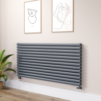 Sorrento Dark Grey Anthracite Oval Designer Radiator 767x1600mm Double Panel 7379 BTU