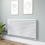 Sorrento Linea White Oval Designer Radiator 767x1600mm Double Panel 7379 BTU - Horizontal Bars