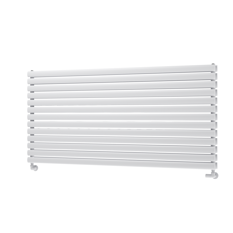 Sorrento Linea White Oval Designer Radiator 767x1600mm Double Panel 7379 BTU - Horizontal Bars