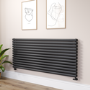 Sorrento Linea Midnight Black Oval Designer Radiator 767x1800mm Double Panel 8239 BTU - Horizontal Bars