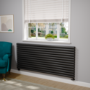 Sorrento Linea Midnight Black Oval Designer Radiator 767x1800mm Double Panel 8239 BTU - Horizontal Bars