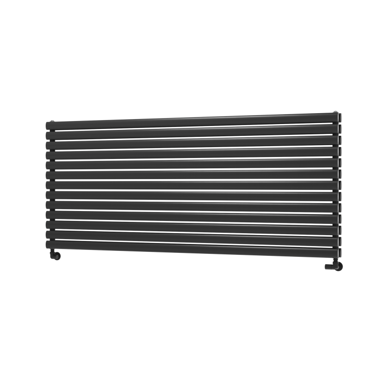 Sorrento Linea Midnight Black Oval Designer Radiator 767x1800mm Double Panel 8239 BTU - Horizontal Bars