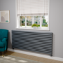 Sorrento Linea Dark Grey Anthracite Oval Designer Radiator 767x1800mm Double Panel 8239 BTU - Horizontal Bars