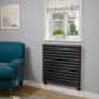 Sorrento Linea Midnight Black Oval Designer Radiator 767x800mm Double Panel 3932 BTU - Horizontal Bars