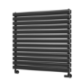 Sorrento Linea Midnight Black Oval Designer Radiator 767x800mm Double Panel 3932 BTU - Horizontal Bars