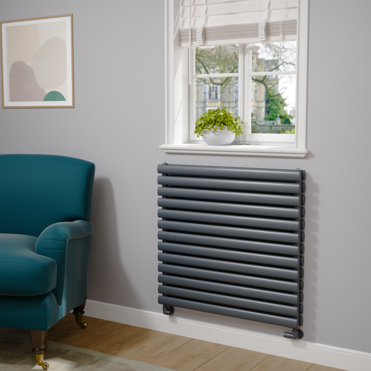 Sorrento Dark Grey Anthracite Oval Designer Radiator 767x800mm Double Panel 3932 BTU