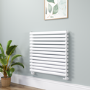 Sorrento Linea White Oval Designer Radiator 767x800mm Double Panel 3932 BTU - Horizontal Bars