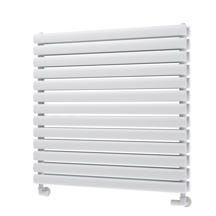 Sorrento Linea White Oval Designer Radiator 767x800mm Double Panel 3932 BTU - Horizontal Bars