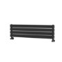 Riace Linea Midnight Black Flat Designer Radiator 280x1000mm Double Panel 1655 BTU - Horizontal Bars