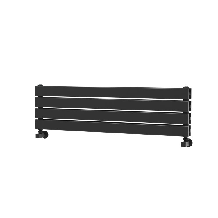 Riace Linea Midnight Black Flat Designer Radiator 280x1000mm Double Panel 1655 BTU - Horizontal Bars