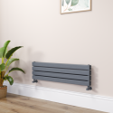 RHD4-1000-DGCF Riace Linea Dark Grey Anthracite Flat Designer Radiator 280x1000mm Double Panel 1655 BTU - Horizontal Bars