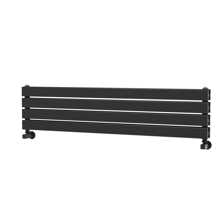 Riace Linea Midnight Black Flat Designer Radiator 280x1200mm Double Panel 1949 BTU - Horizontal Bars