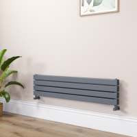 Riace Linea Dark Grey Anthracite Flat Designer Radiator 280x1200mm Double Panel 1949 BTU - Horizontal Bars