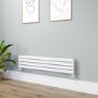 Riace Linea White Flat Designer Radiator 280x1400mm Double Panel 2235 BTU - Horizontal Bars