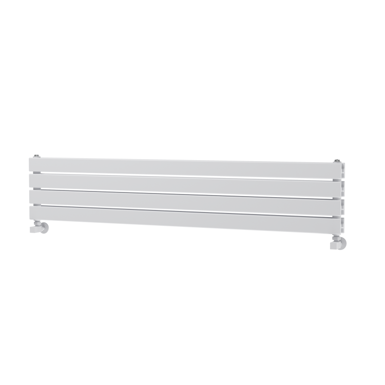 Riace Linea White Flat Designer Radiator 280x1400mm Double Panel 2235 BTU - Horizontal Bars