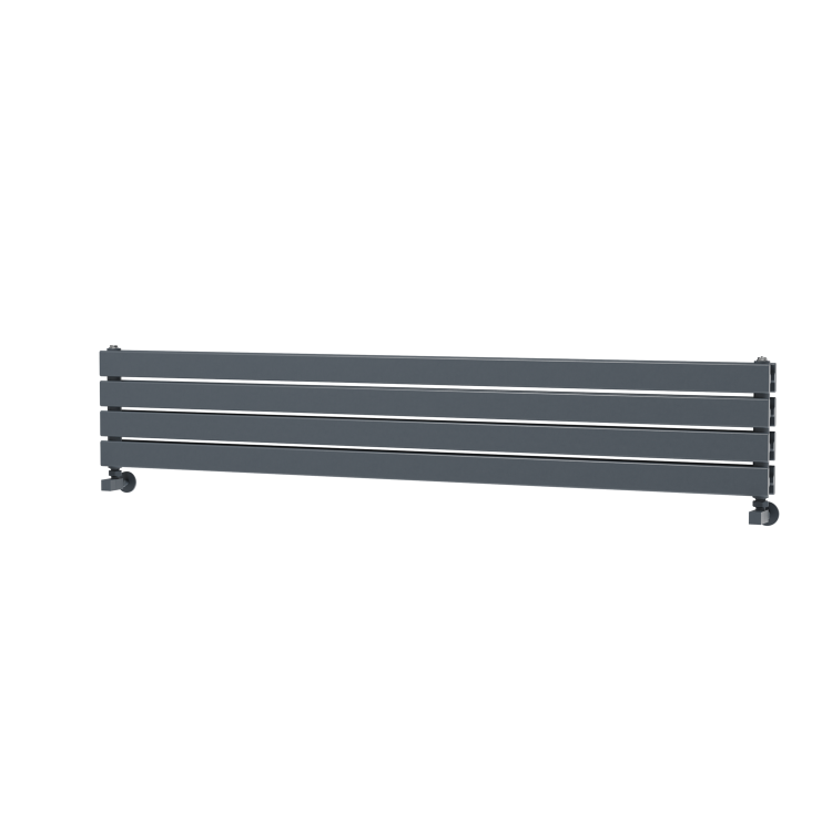 Riace Linea Dark Grey Anthracite Flat Designer Radiator 280x1600mm Double Panel 2512 BTU - Horizontal Bars