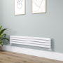 Riace Linea White Flat Designer Radiator 280x1600mm Double Panel 2512 BTU - Horizontal Bars