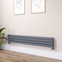 Riace Linea Dark Grey Anthracite Flat Designer Radiator 280x1800mm Double Panel 2778 BTU - Horizontal Bars