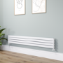 Riace Linea White Flat Designer Radiator 280x1800mm Double Panel 2778 BTU - Horizontal Bars
