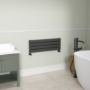 Riace Linea Midnight Black Flat Designer Radiator 280x800mm Double Panel 1352 BTU - Horizontal Bars