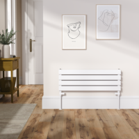 Riace Linea White Flat Designer Radiator 280x800mm Double Panel 1352 BTU - Horizontal Bars