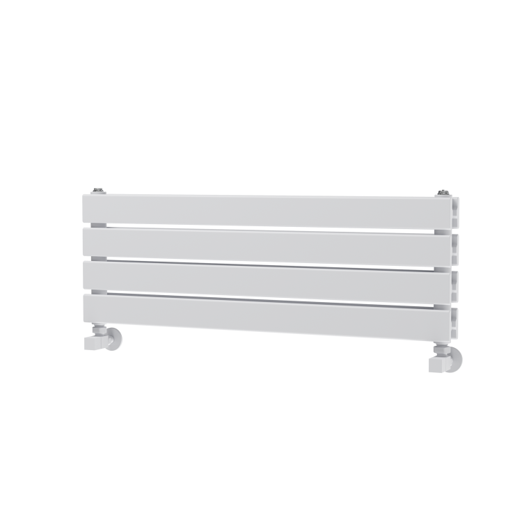 Riace Linea White Flat Designer Radiator 280x800mm Double Panel 1352 BTU - Horizontal Bars