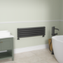 Sorrento Linea Midnight Black Oval Designer Radiator 295x1000mm Double Panel 1846 BTU - Horizontal Bars