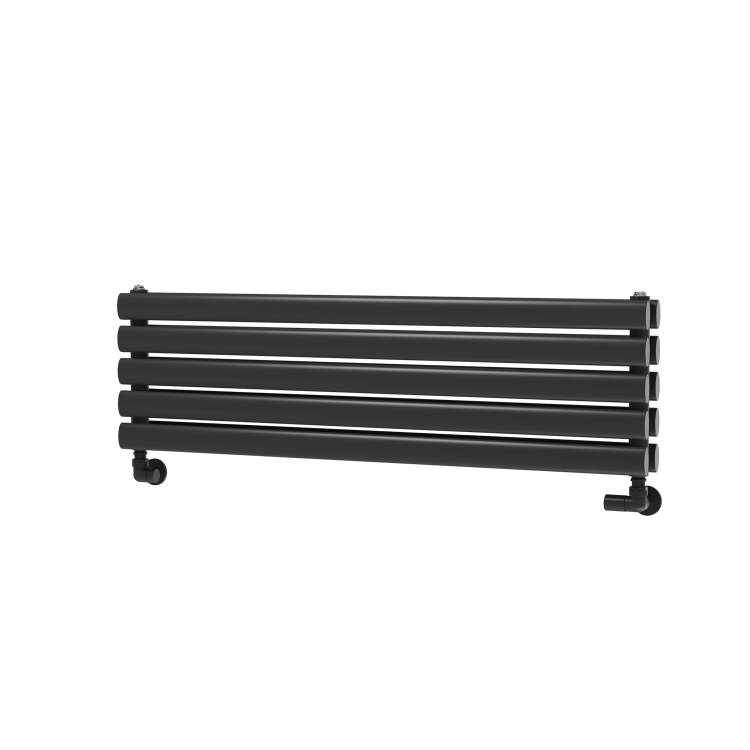 Sorrento Linea Midnight Black Oval Designer Radiator 295x1000mm Double Panel 1846 BTU - Horizontal Bars